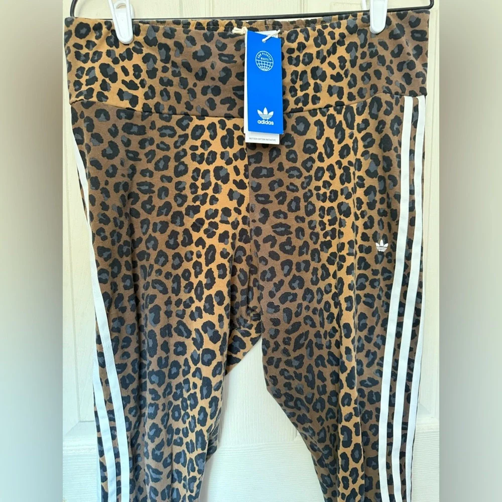 Adidas Leopard Print 3 Stripe Leggings Women’s Size XL - Picture 8 of 10
